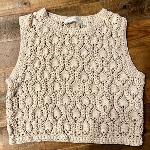 Zimmermann Crochet Cropped Tank - Cream